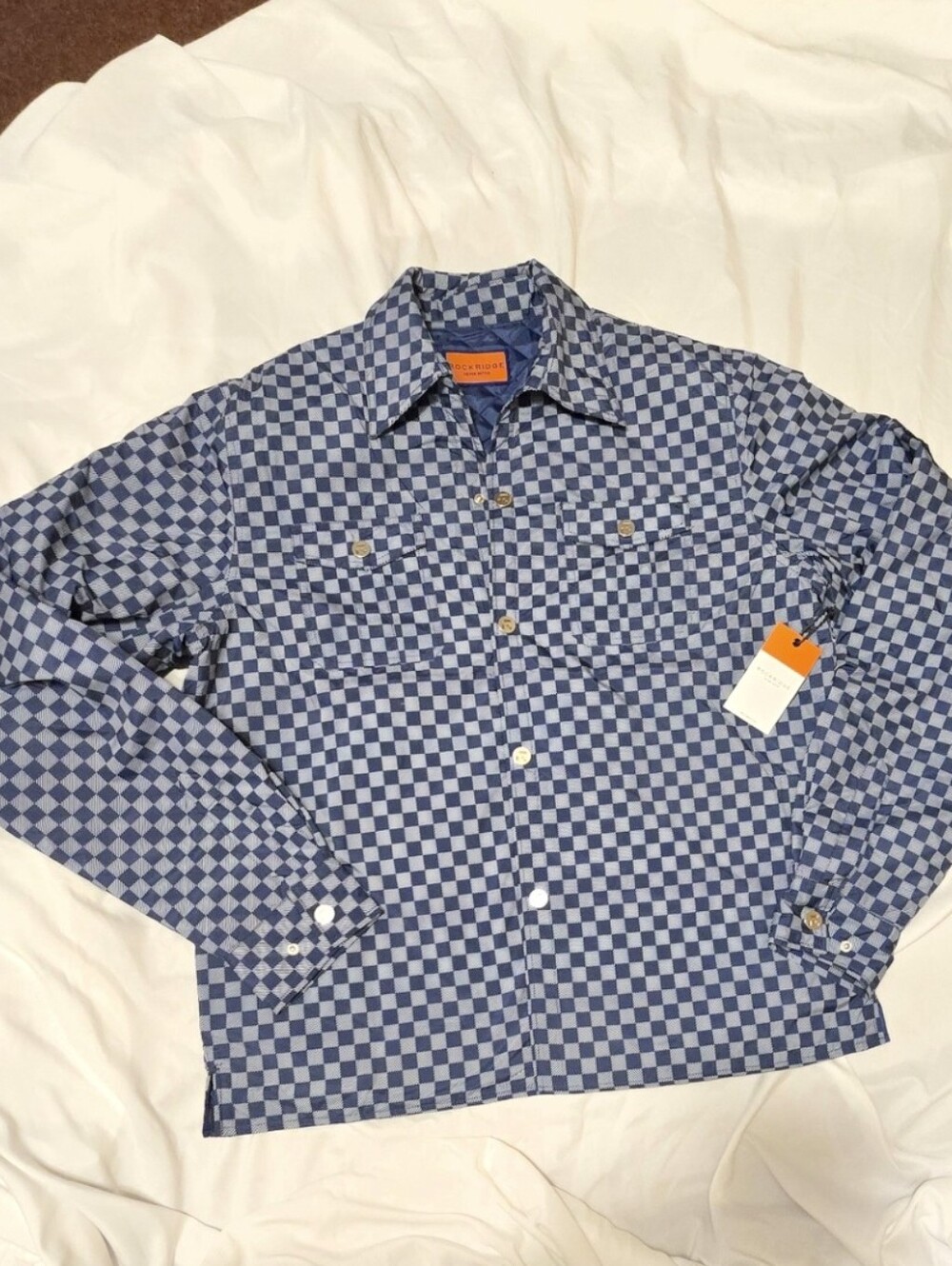 NEW! Rockridge Quilted Jacket In Blue Checker Pattern Size Xl
